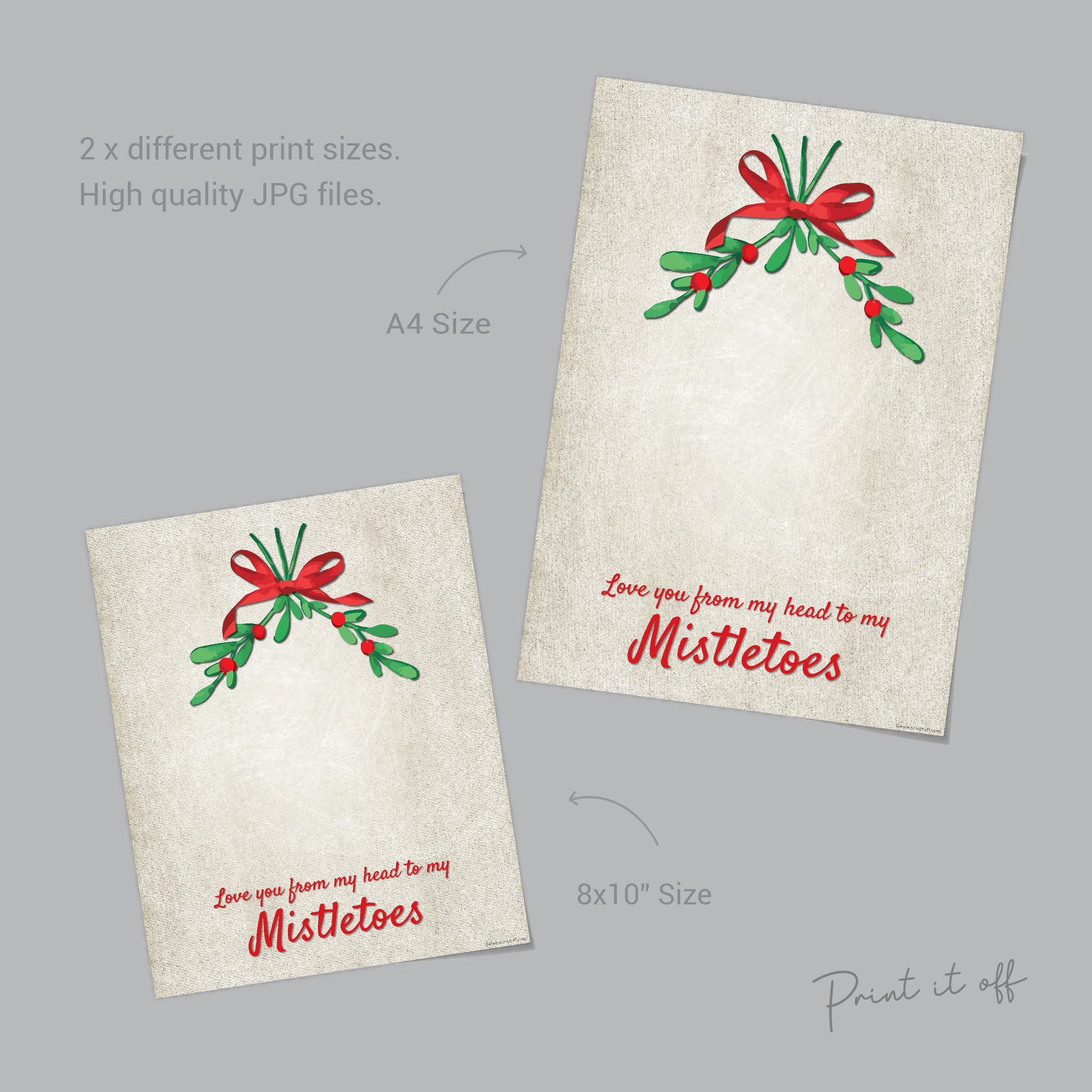 Love You From my Head to my Mistletoes / Christmas Xmas Footprint Art / Baby Toddler Feet  / Xmas Craft Keepsake Print Card 0008