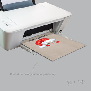 Santa Handprint / Merry Christmas  First Xmas / Kids Baby Toddler / Father Christmas Beard / Print Gift Card Craft Art Keepsake 0097