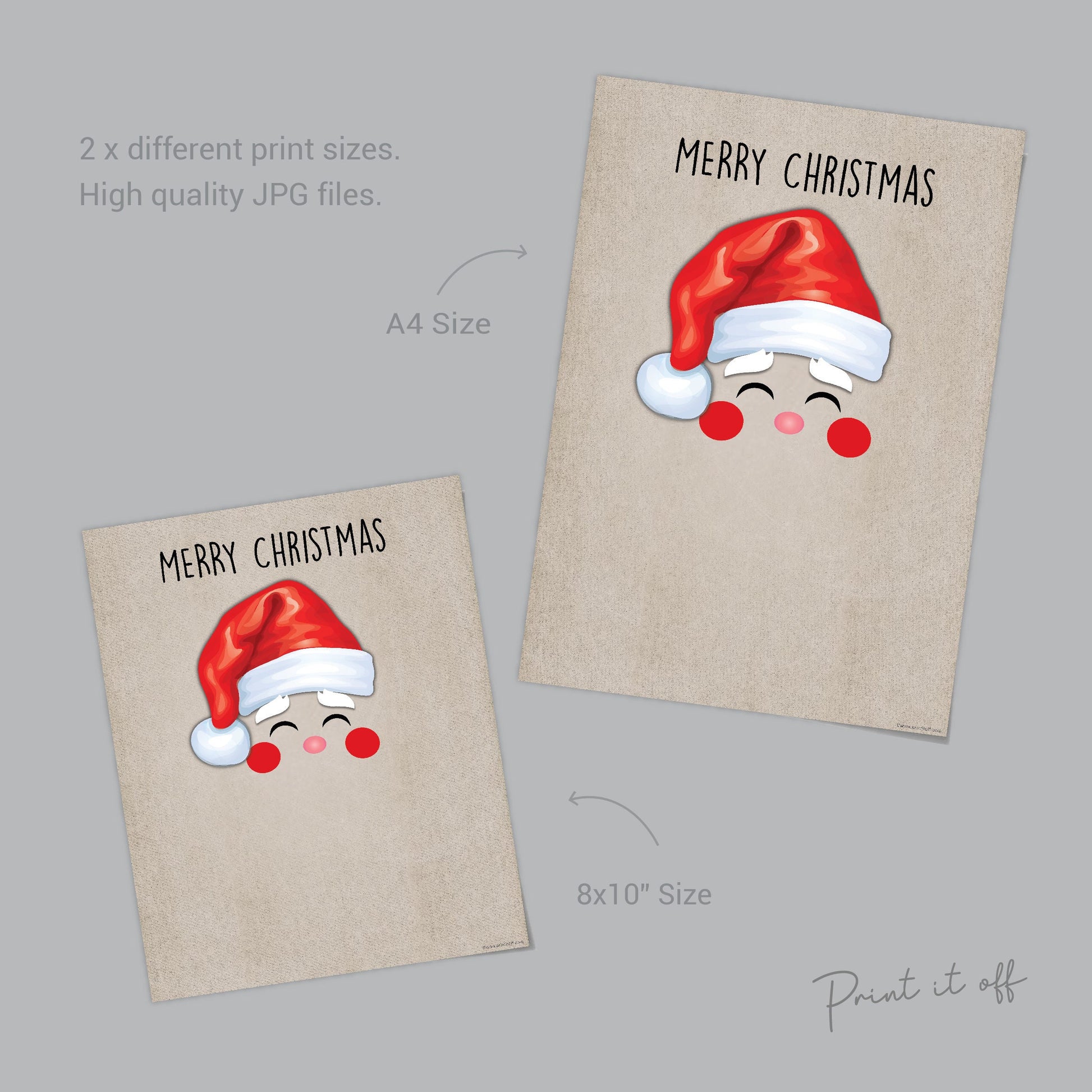 Santa Handprint / Merry Christmas  First Xmas / Kids Baby Toddler / Father Christmas Beard / Print Gift Card Craft Art Keepsake 0097
