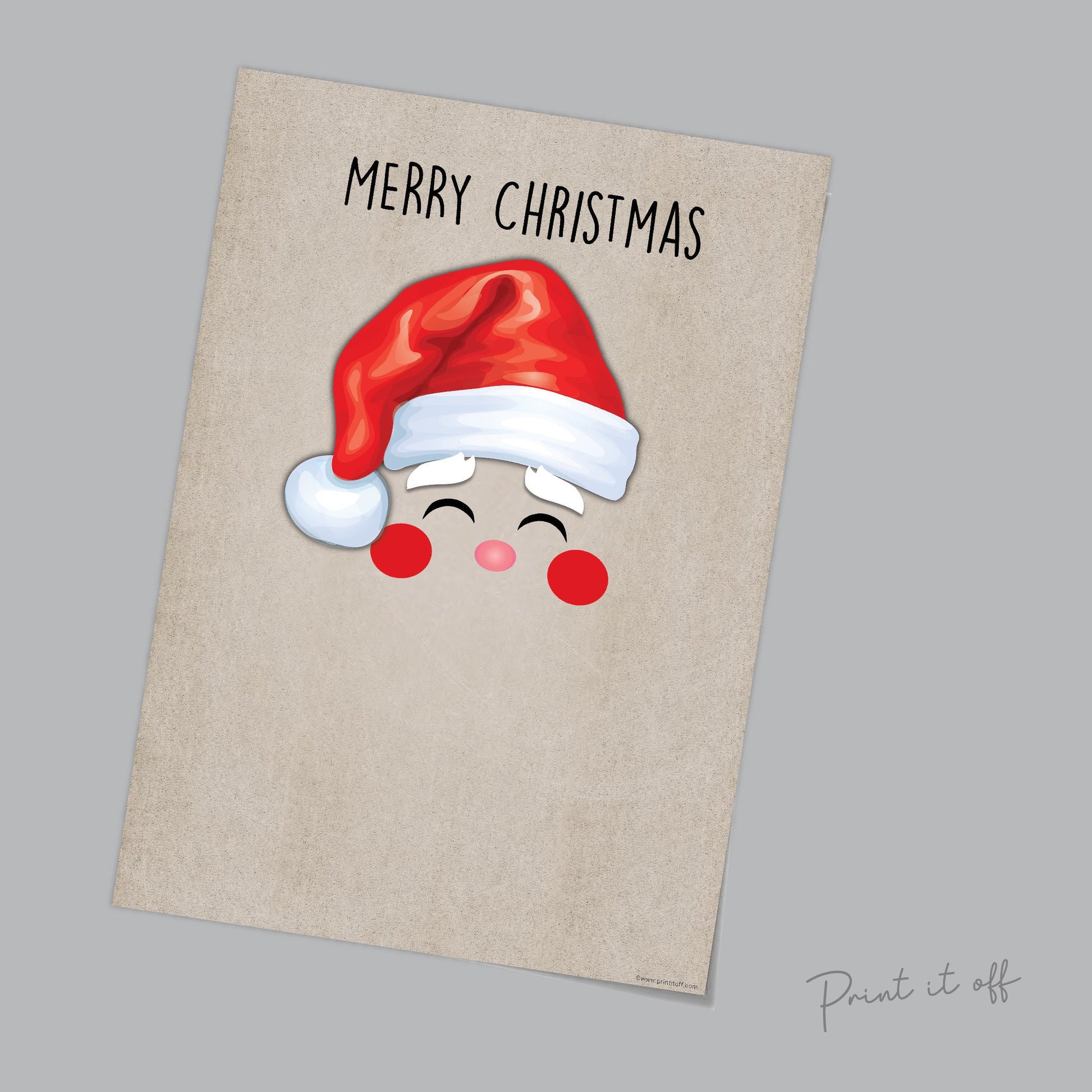 Santa Handprint / Merry Christmas  First Xmas / Kids Baby Toddler / Father Christmas Beard / Print Gift Card Craft Art Keepsake 0097