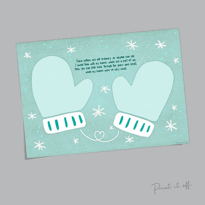 Mitten Poem Handprints / Baby Toddler Kids Art Craft / Christmas Xmas Winter Mittens / Print Card Gift Keepsake Memory 0338