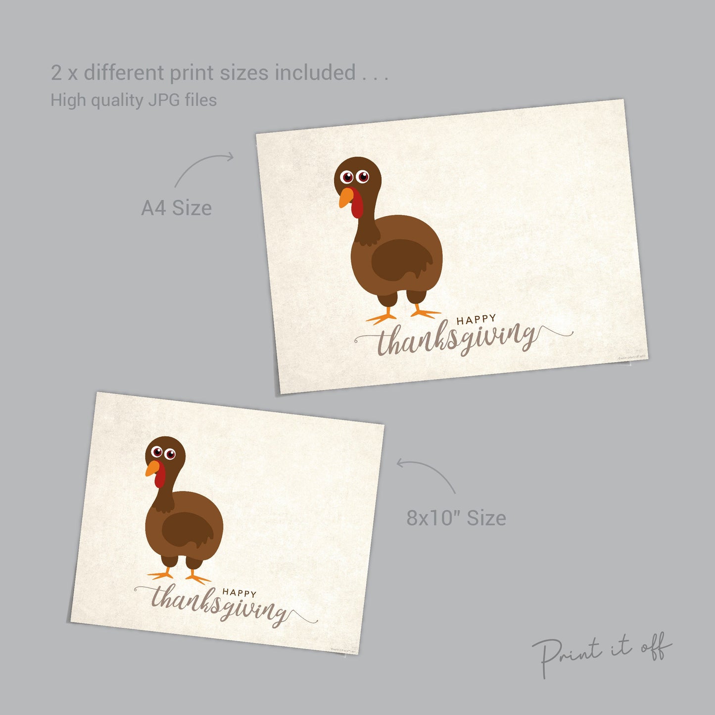 Turkey Handprint Art / Happy Thanksgiving Fall Autumn / Handprint Art Craft DIY / Kids Toddler Baby Keepsake / Print Card 0342