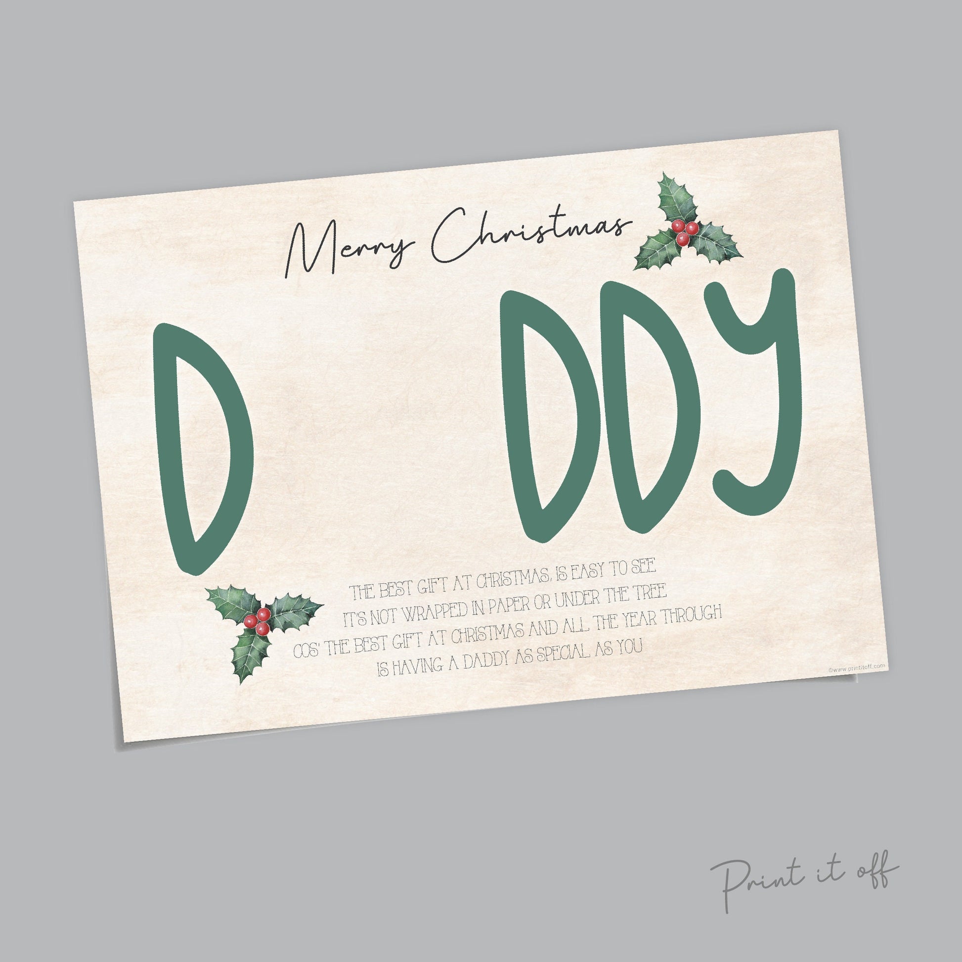 Daddy Dad Handprint Art Card / Christmas Xmas Handprint Craft / Baby Kids Toddler Hands Hand / First Xmas Keepsake Memory Print 0351