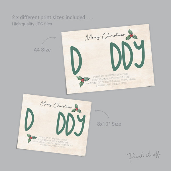 Daddy Dad Handprint Art Card / Christmas Xmas Handprint Craft / Baby Kids Toddler Hands Hand / First Xmas Keepsake Memory Print 0351