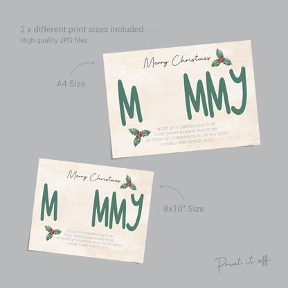 Mommy Mom Handprint Art Card / Christmas Xmas Handprint Craft / Baby Kids Toddler Hands Hand / First Xmas Keepsake Memory Print 0352