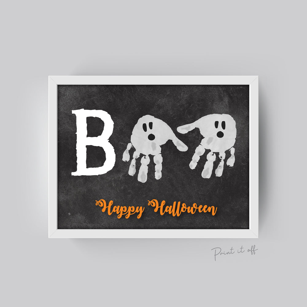 Halloween Keepsake / Handprint Art / Boo Happy Halloween / Baby Toddler Kid / Footprint Art Craft / Card Print Printable 0056