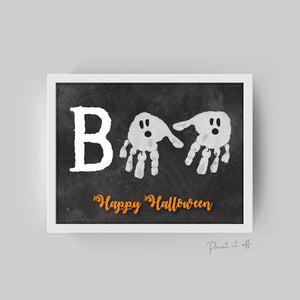Halloween Keepsake / Handprint Art / Boo Happy Halloween / Baby Toddler Kid / Footprint Art Craft / Card Print Printable 0056