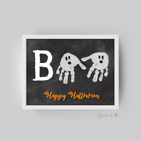 Halloween Keepsake / Handprint Art / Boo Happy Halloween / Baby Toddler Kid / Footprint Art Craft / Card Print Printable 0056