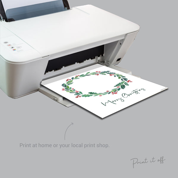 Merry Christmas Wreath / Handprints Footprints / Christmas Xmas Art / Printable / Baby Toddler Feet Hands / Xmas Craft Keepsake 0133