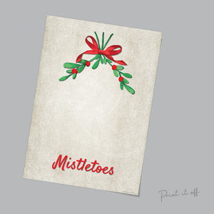 Mistletoes Mistle-Toes Footprint Art / Christmas Xmas / Kids Baby Toddler Art / Xmas Craft Card Keepsake Decor Print 0029