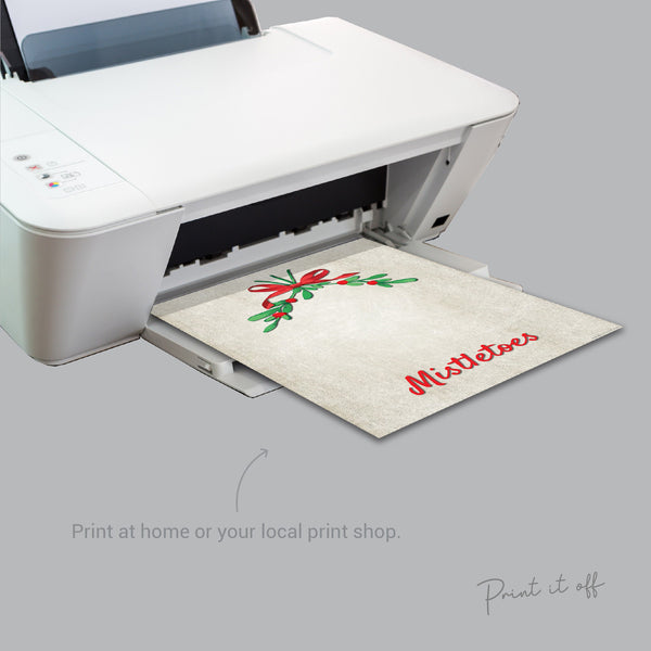 Mistletoes Mistle-Toes Footprint Art / Christmas Xmas / Kids Baby Toddler Art / Xmas Craft Card Keepsake Decor Print 0029