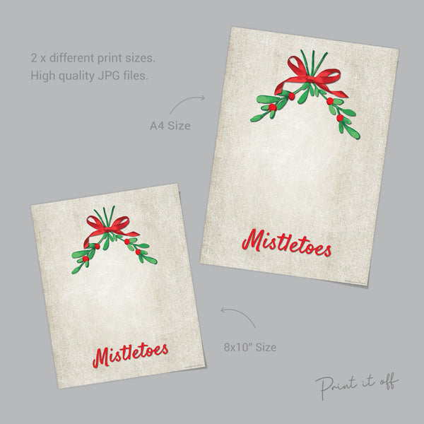 Mistletoes Mistle-Toes Footprint Art / Christmas Xmas / Kids Baby Toddler Art / Xmas Craft Card Keepsake Decor Print 0029
