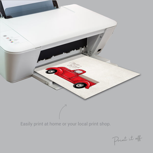 Red Truck Car Christmas Tree Footprint / Baby Toddler Kids Art Craft / Merry Xmas Memory Keepsake / Printable Print Card 0289