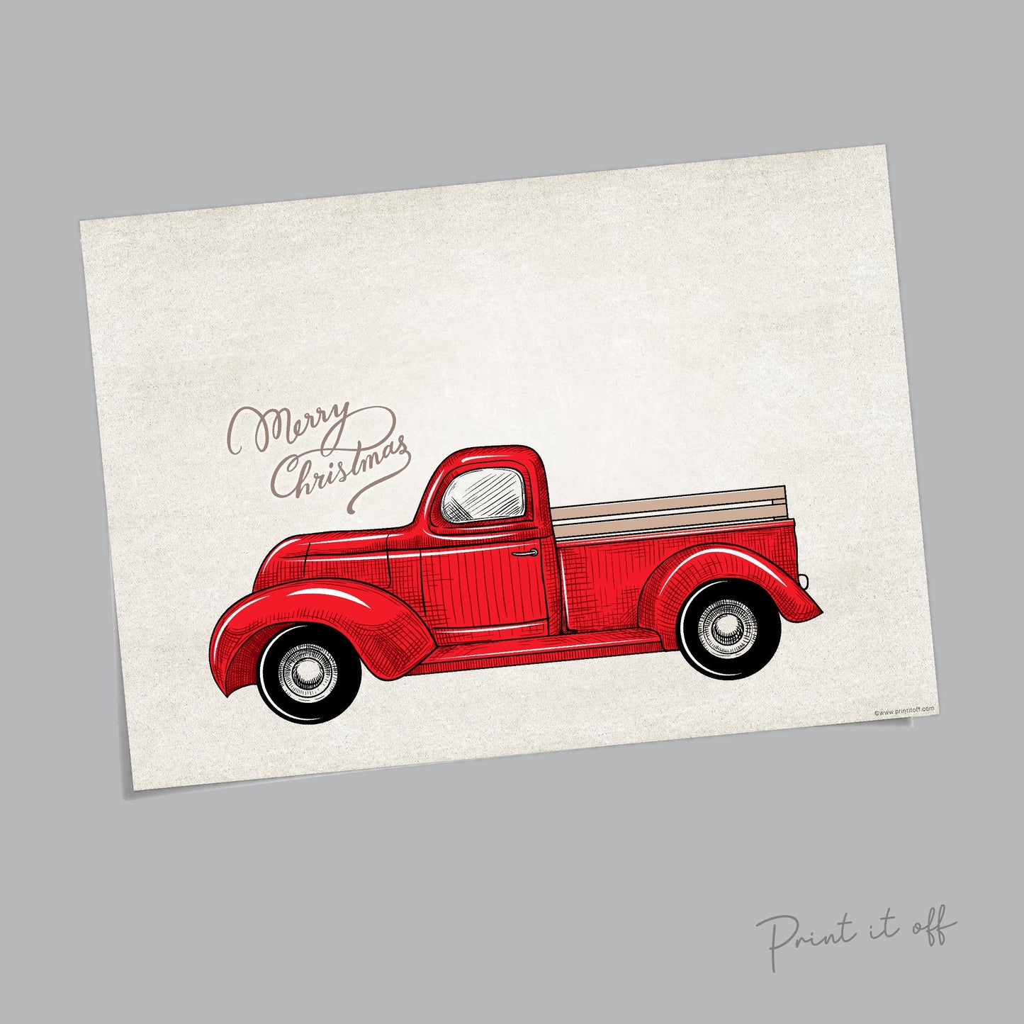 Red Truck Car Christmas Tree Footprint / Baby Toddler Kids Art Craft / Merry Xmas Memory Keepsake / Printable Print Card 0289