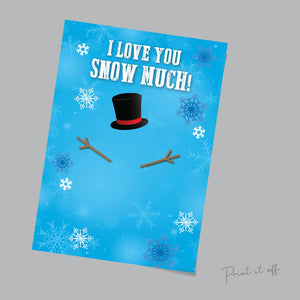 I Love You Snow Much / SnowMan Footprint Handprint / Christmas Winter Xmas Art Craft activity / Baby Toddler / Gift Card Print it off 0107