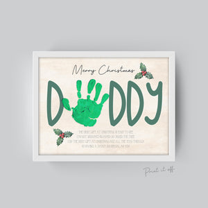 Daddy Dad Handprint Art Card / Christmas Xmas Handprint Craft / Baby Kids Toddler Hands Hand / First Xmas Keepsake Memory Print 0351