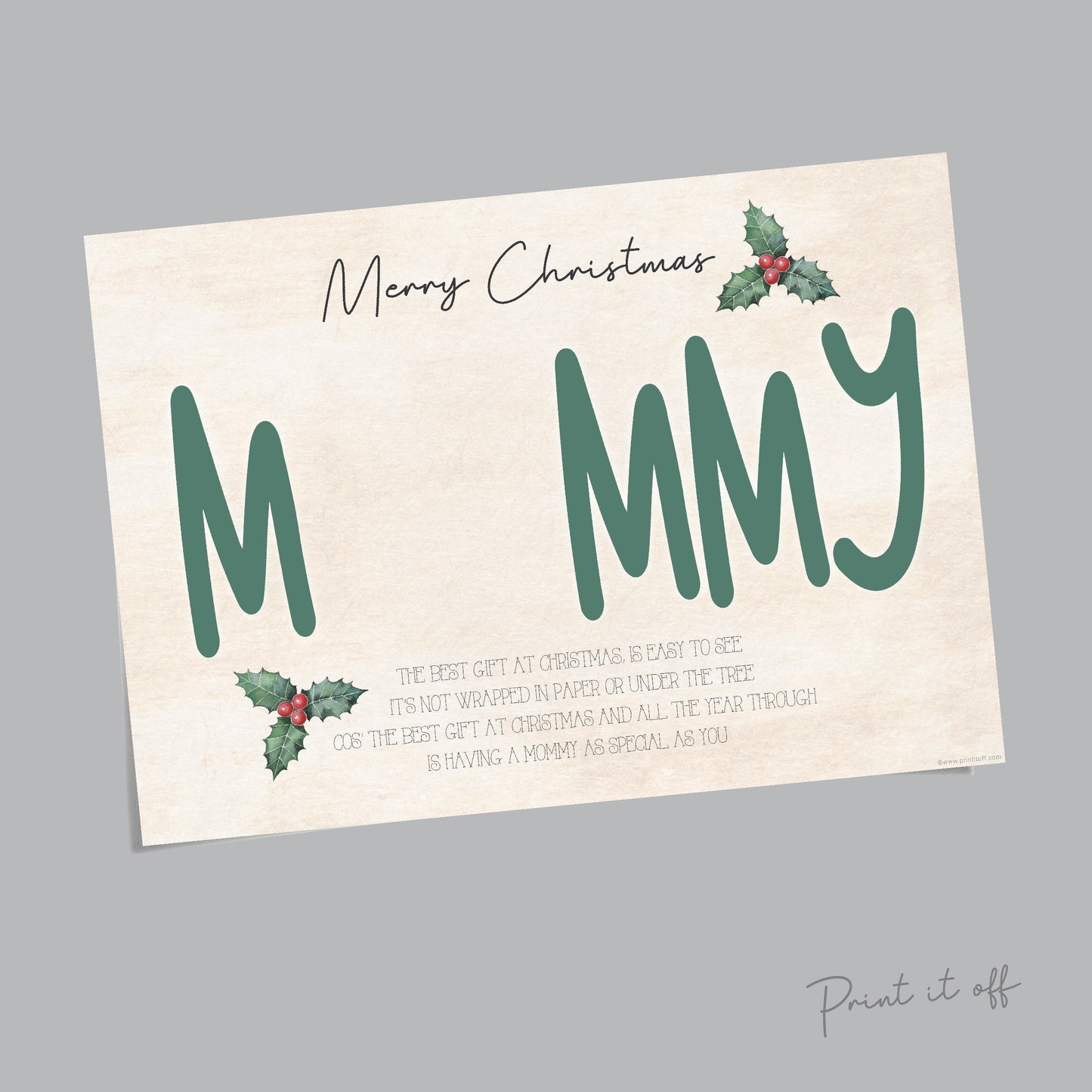 Mommy Mom Handprint Art Card / Christmas Xmas Handprint Craft / Baby Kids Toddler Hands Hand / First Xmas Keepsake Memory Print 0352