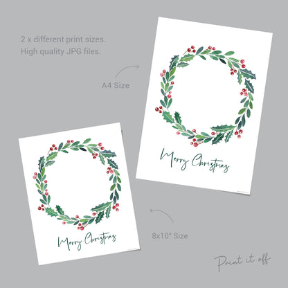 Merry Christmas Wreath / Handprints Footprints / Christmas Xmas Art / Printable / Baby Toddler Feet Hands / Xmas Craft Keepsake 0133