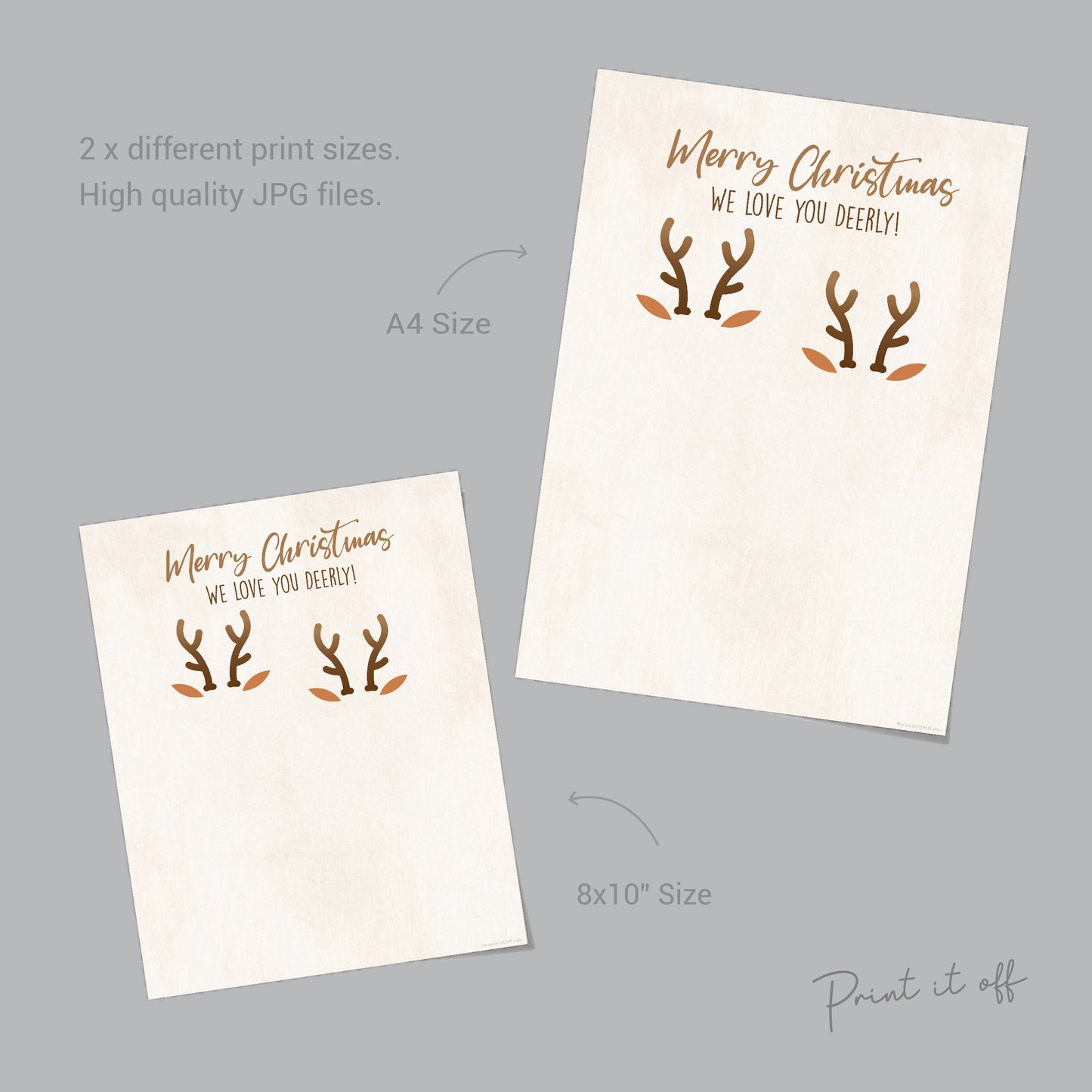 Christmas Footprint Reindeer / Xmas Art Craft / Baby Kids Toddler Foot Feet / Keepsake Print Card Memory / Siblings PRINT IT OFF 0367