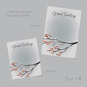 Seasons Tweetings / Christmas Robin Cardinal Bird / Xmas Handprint Art / Printable / Baby Toddler Hand  / Craft Keepsake Print Card 0132