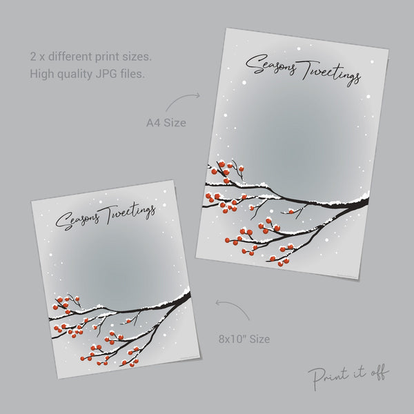 Seasons Tweetings / Christmas Robin Cardinal Bird / Xmas Handprint Art / Printable / Baby Toddler Hand  / Craft Keepsake Print Card 0132