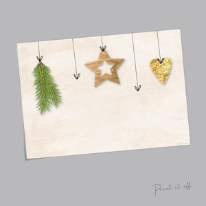 Christmas Ornaments / Xmas Handprint Footprint Art Craft / Baby Kids Toddler Hands Feet  / First Xmas Craft Keepsake Memory Print Card 0358