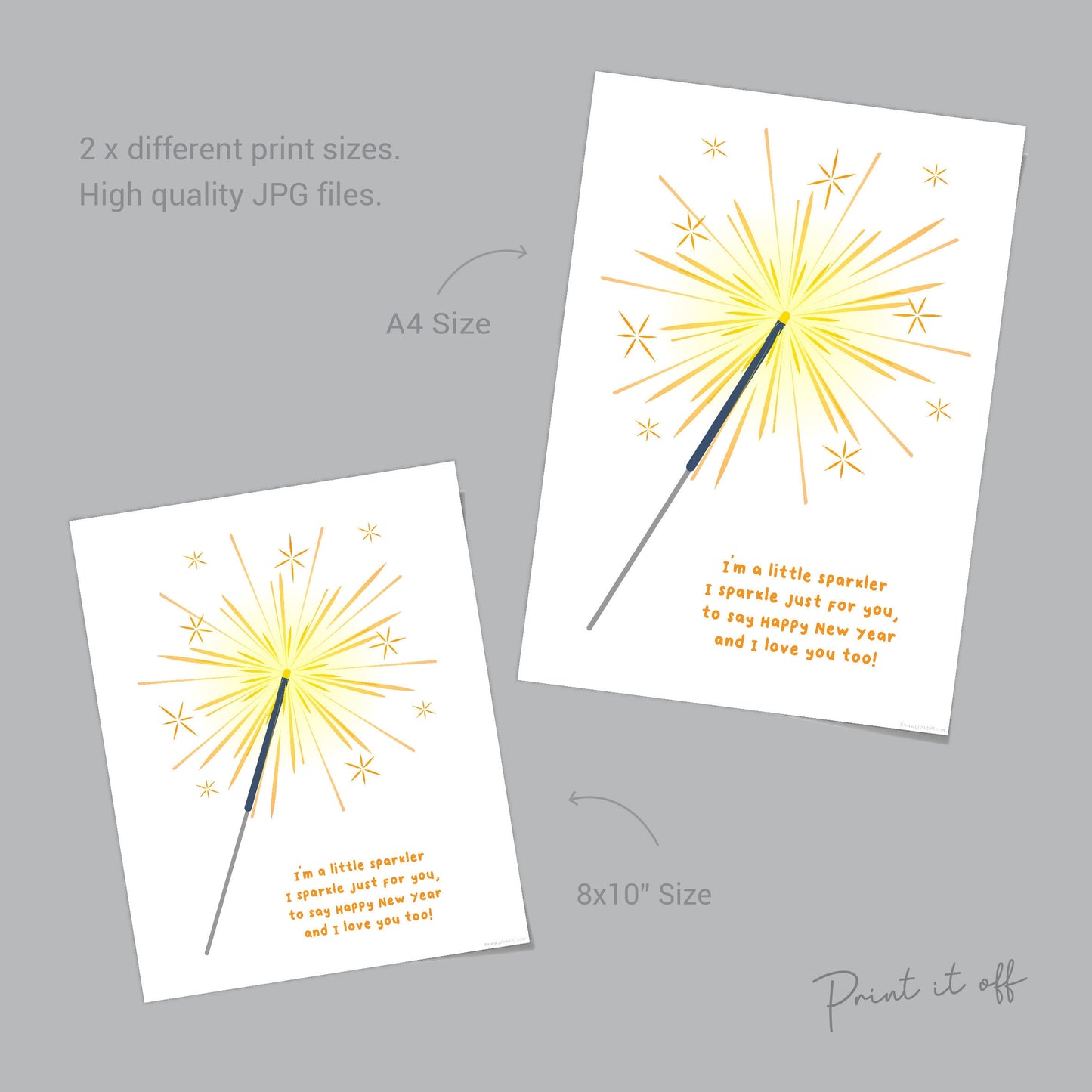 New Years Handprint Art Craft / Sparkler Fireworks / Baby Kids Toddler Hands / Keepsake Print Card Memory / PRINT IT OFF