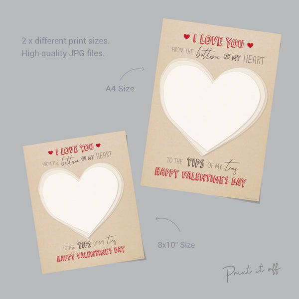 Bottom of my Heart - Tips of my Toes / Happy Valentine's Day / Footprint Heart Love / Handprint DIY Craft Art Baby Kids / Print It Off 0151