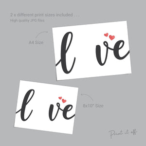 LOVE / Handprint Footprint Art Craft / Heart Love Valentine's Day / DIY Baby Kids Card / Decor Nursery Memory Keepsake / Print It Off 0386