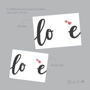 LOVE / Handprint Footprint Art Craft / Heart Love Valentine's Day / DIY Baby Kids Card / Decor Nursery Memory Keepsake / Print It Off 0388