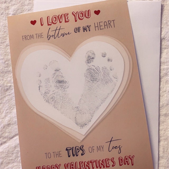 Bottom of my Heart - Tips of my Toes / Happy Valentine's Day / Footprint Heart Love / Handprint DIY Craft Art Baby Kids / Print It Off 0151