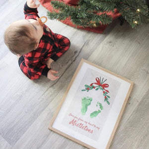 Love You From my Head to my Mistletoes / Christmas Xmas Footprint Art / Baby Toddler Feet  / Xmas Craft Keepsake Print Card 0008