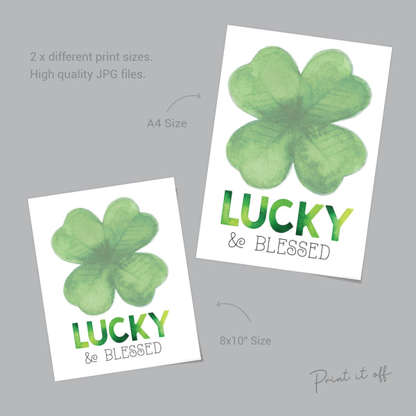 Lucky and Blessed / Handprint Craft / St Patrick's Day Clover / Art Hand Card Activity Sign Decor / Kids Baby Toddler / PRINT IT OFF 0404