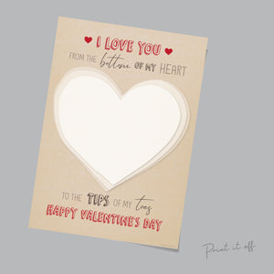 Bottom of my Heart - Tips of my Toes / Happy Valentine's Day / Footprint Heart Love / Handprint DIY Craft Art Baby Kids / Print It Off 0151