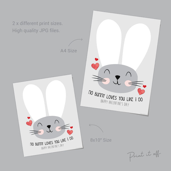 No Bunny Loves you Like I Do / Footprint Bunny / Happy Valentine's Card / DIY Craft Art Newborn Baby Toddler Keepsake / Print it Off 0148
