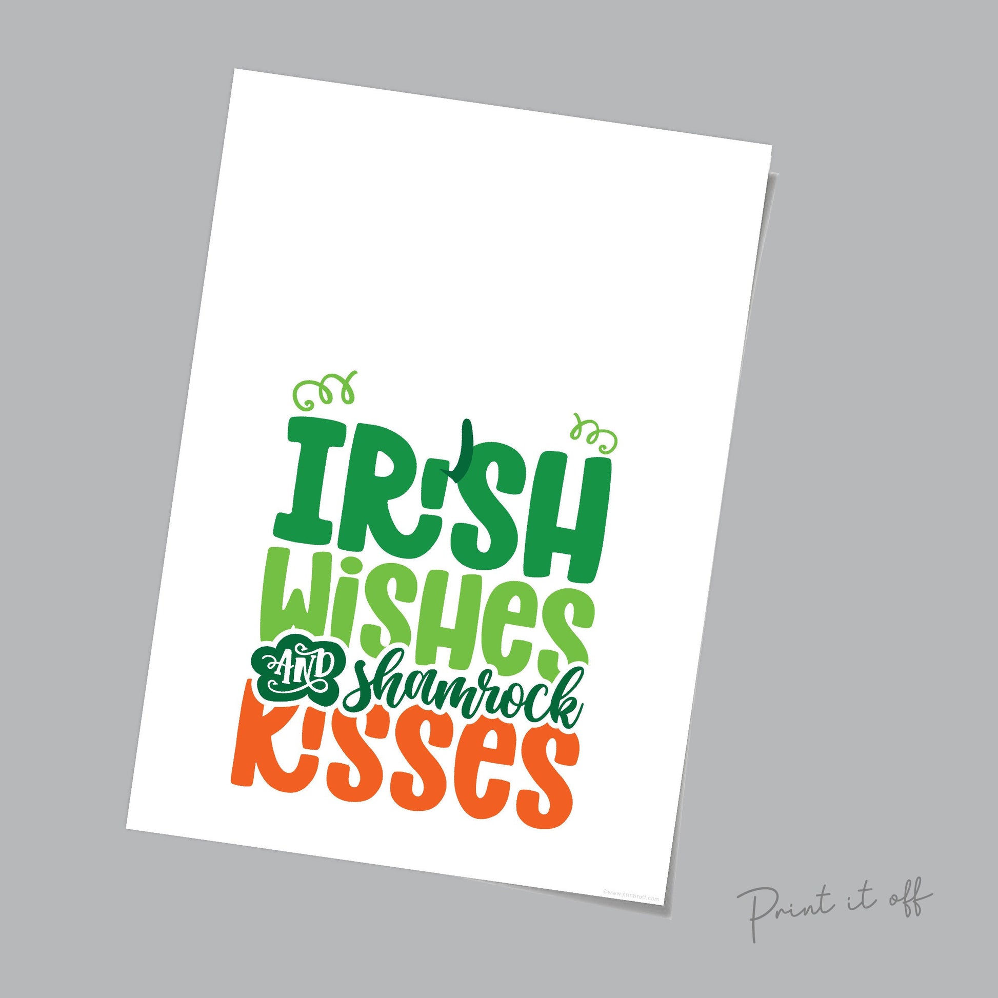 Irish Wishes Shamrock Kisses / Handprint Footprint Art / St Patrick's Day Clover / DIY Craft Activity Card / Baby Toddler / Print 0181