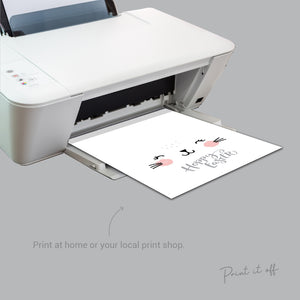 Hoppy Easter / Bunny Footprint Art / Cute Ears Feet / Happy Easter / Kids Baby Toddler / Activity Keepsake Craft Art DIY Card / Print 0198