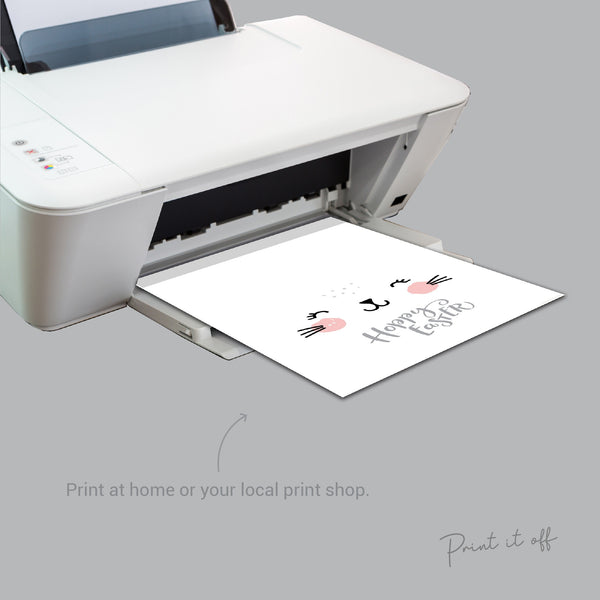 Hoppy Easter / Bunny Footprint Art / Cute Ears Feet / Happy Easter / Kids Baby Toddler / Activity Keepsake Craft Art DIY Card / Print 0198