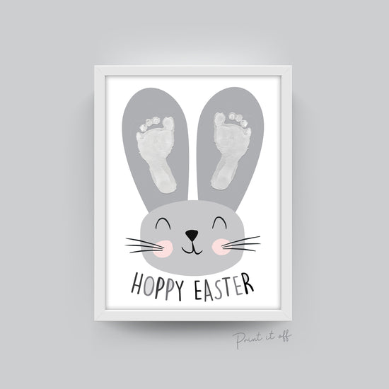 Hoppy Easter / Footprint Handprint Art Craft / Cute Bunny Feet / Happy ...