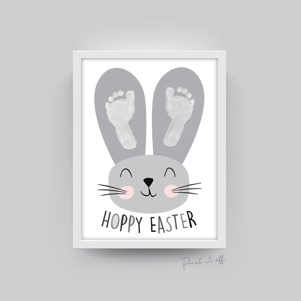 Hoppy Easter / Footprint Handprint Art Craft / Cute Bunny Feet / Happy Easter / Kids Baby Toddler / Keepsake Gift Card / PRINT IT OFF 0411