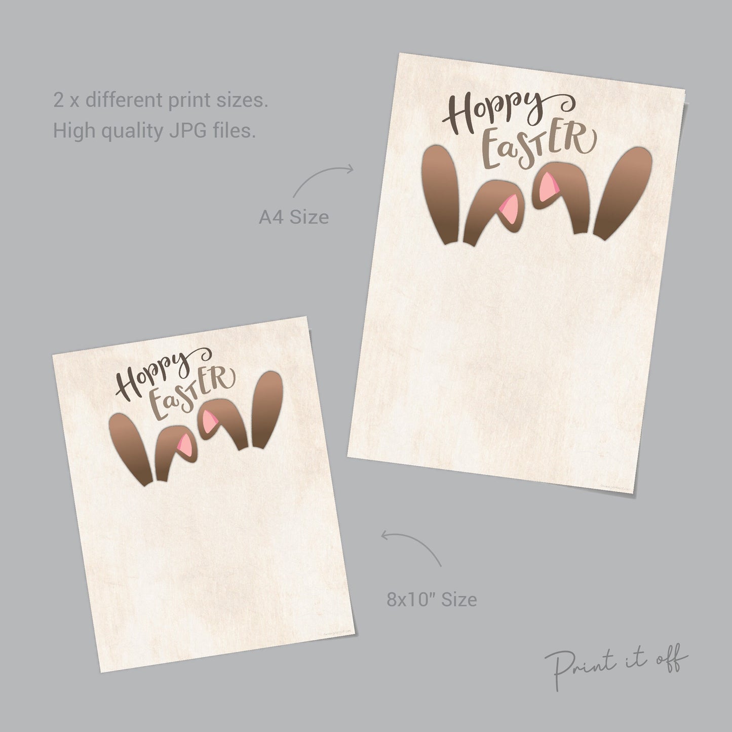 Hoppy Easter 2 x Bunny Brown / Footprint  Art / Siblings Foot Feet / Kids Baby Toddler / Activity Craft Gift Diy Card / PRINT IT OFF 0416