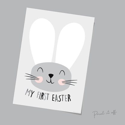 My First 1st Easter / Footprint Handprint Art / Cute Bunny Happy Easter / Baby Toddler / Keepsake Memory Craft DIY Card / Print It Off 0159