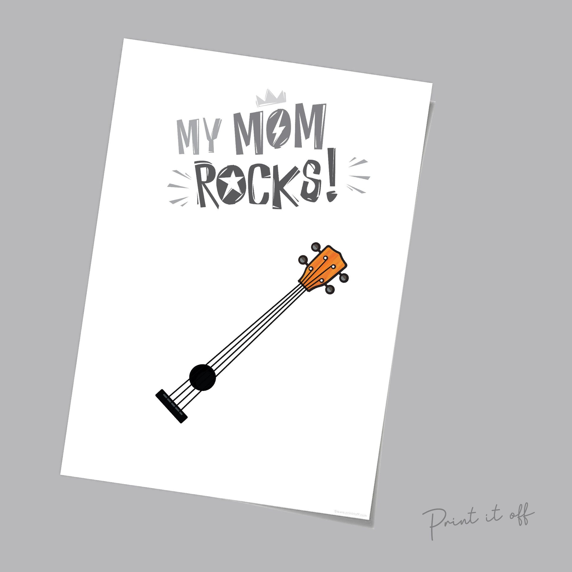 My Mom Rocks Guitar / Handprint Art Craft / Mother's Day Birthday / Kids Baby Toddler / Keepsake Craft DIY Gift Card / Print it off 0419