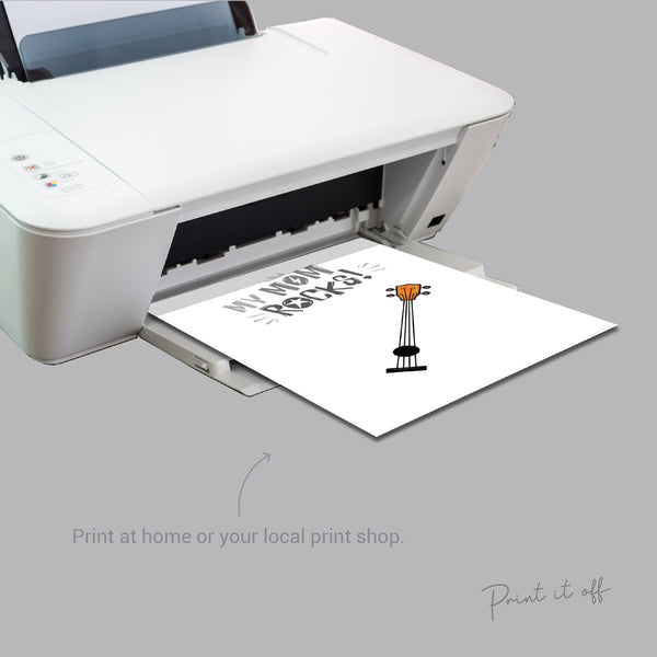 My Mom Rocks Guitar / Handprint Art Craft / Mother's Day Birthday / Kids Baby Toddler / Keepsake Craft DIY Gift Card / Print it off 0419