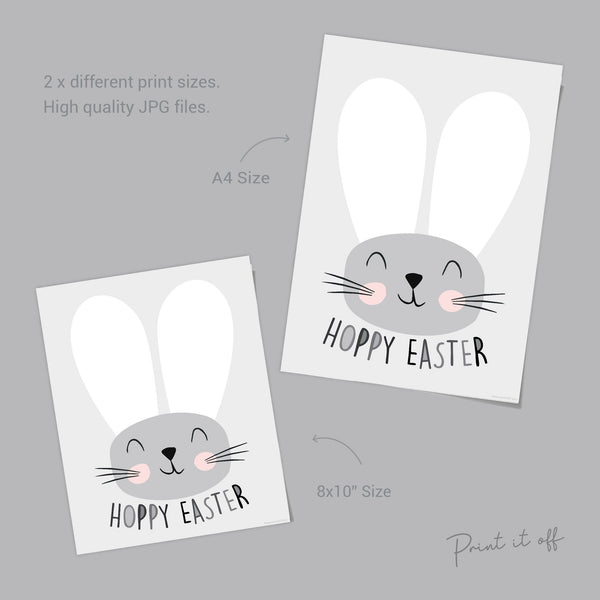 Hoppy Easter / Footprint Handprint Art  / Cute Bunny Feet / Happy Easter / Kids Baby Toddler / Keepsake Craft DIY Card Print it off