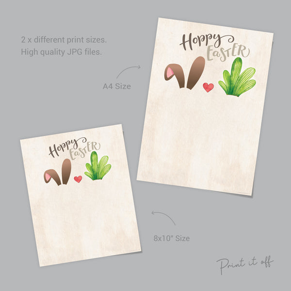 Hoppy Happy Easter/ Bunny Carrot / Footprint Handprint Art Craft / Foot Feet / Kids Baby Toddler / Activity Gift Card / PRINT IT OFF 0431
