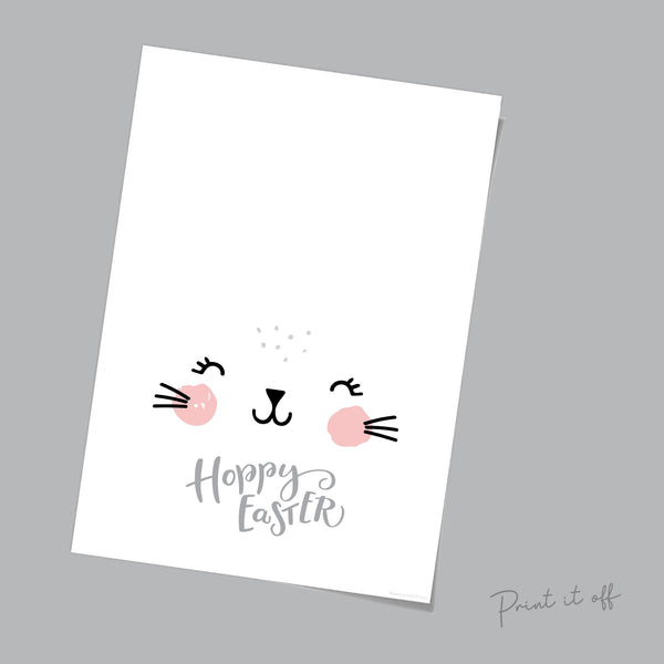 Hoppy Easter / Bunny Footprint Art / Cute Ears Feet / Happy Easter / Kids Baby Toddler / Activity Keepsake Craft Art DIY Card