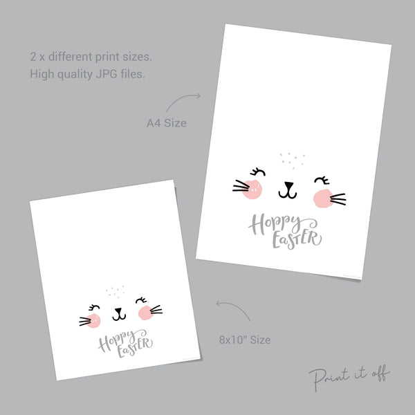 Hoppy Easter / Bunny Footprint Art / Cute Ears Feet / Happy Easter / Kids Baby Toddler / Activity Keepsake Craft Art DIY Card