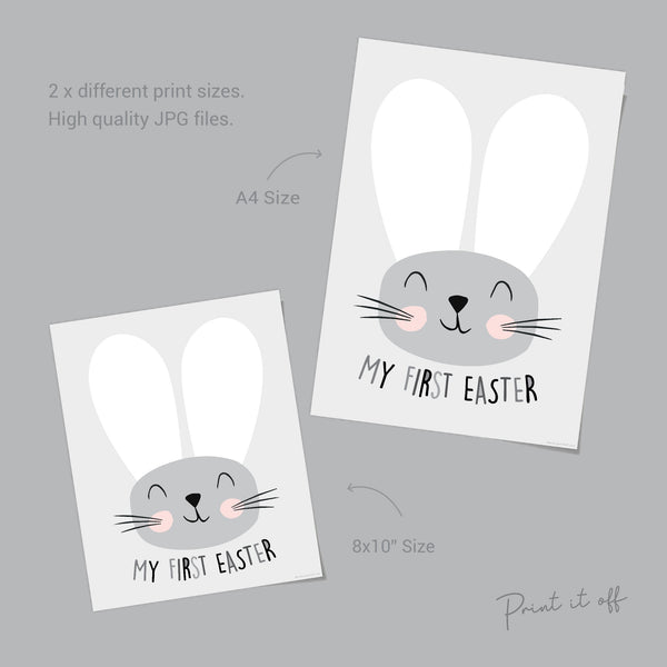My First 1st Easter / Footprint Handprint Art / Cute Bunny Happy Easter / Baby Toddler / Keepsake Memory Craft DIY Card / Print It Off 0159
