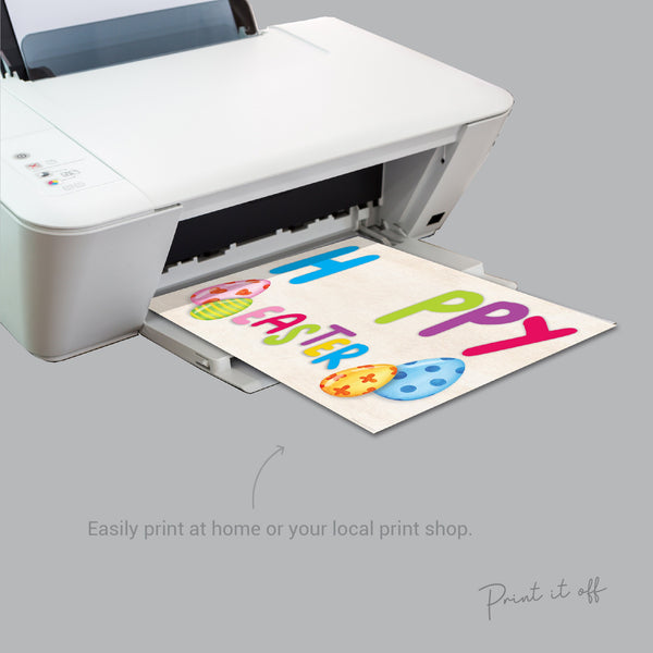 Bright Happy Hoppy Easter / Handprint Footprint Art Craft / Kids Baby Toddler / Keepsake Activity Card Sign / Printable PRINT IT OFF 0434